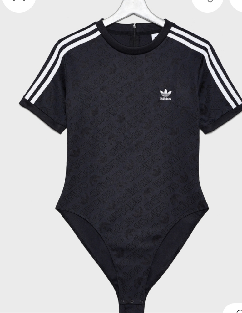 adidas Originals Black Bodysuit with White Stripes